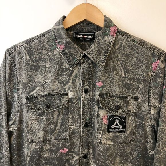 The Hundreds Gray and Pink Casual Button Down Shirt - Picture 5 of 7